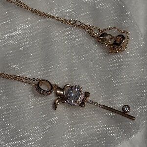Elegant Rose Gold Necklace with Crystal Key Pendant